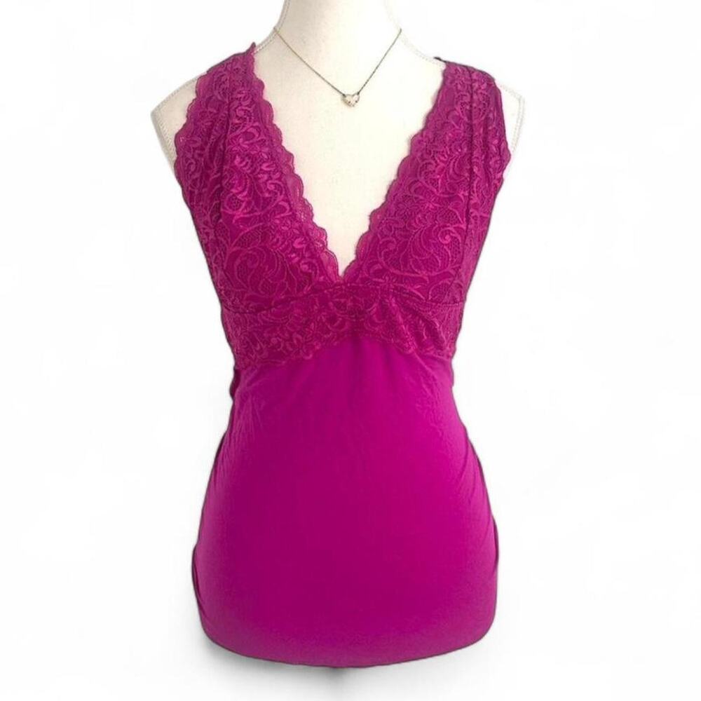 Elle Tahari Pink Lace Going Out Y2K Tank Top Size M